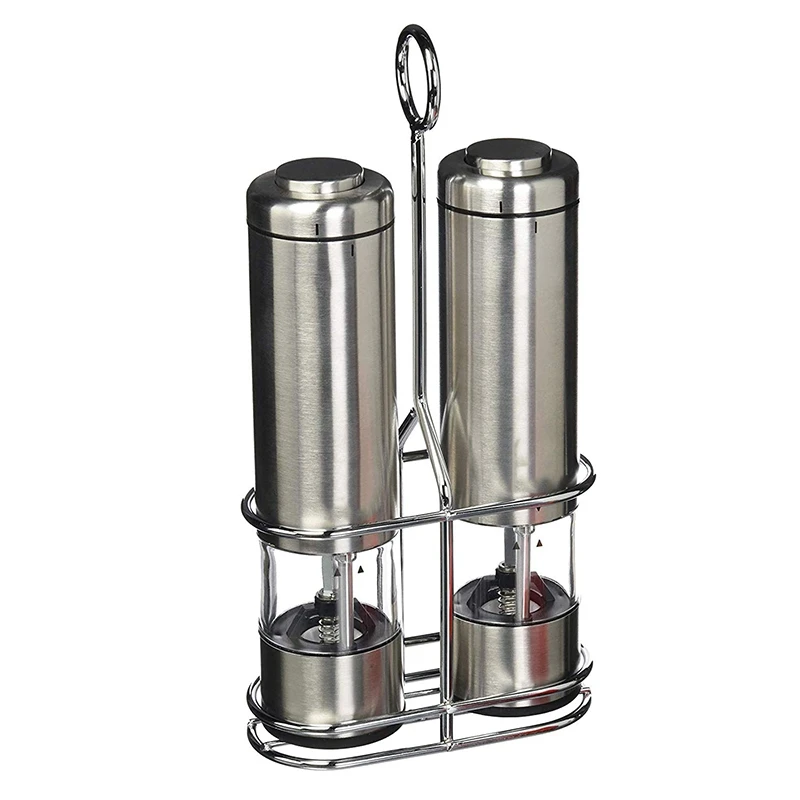  Electric Salt and Pepper Grinder Set - Battery Operated Stainless Steel Refillable and Adjustable C