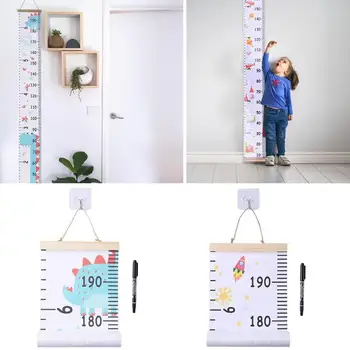 

Wood Wall Hanging Baby Height Measure Ruler Wall Sticker with Hooks PensKids Growth Chart Xmas Bedroom Decor Photography Props