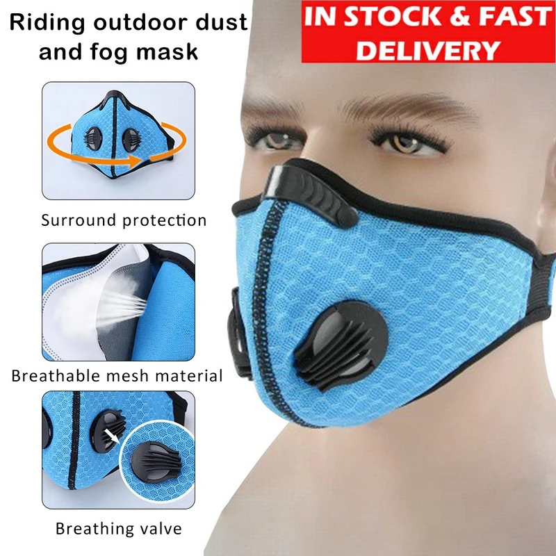 

KN95 PM2.5 Coronavirus Dust Mask Activated Carbon With Filter Anti-Pollution Cycling Sport Bicycle MTB Bike Face Mask