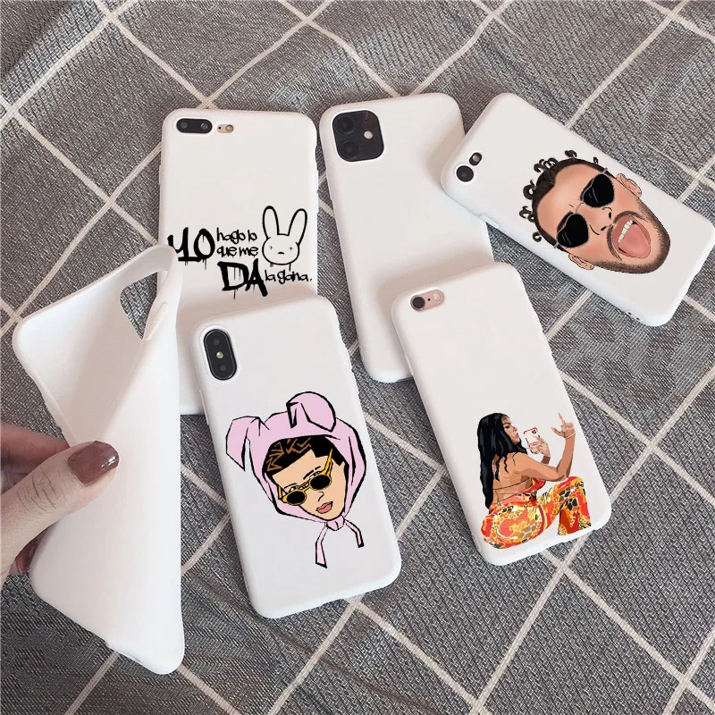 For iPhone 12 Bad Bunny Maluma White Soft Silicone Phone Case Cover 11 Pro Max X XR XS 8 7 6 Plus Mini Back | Мобильные телефоны и