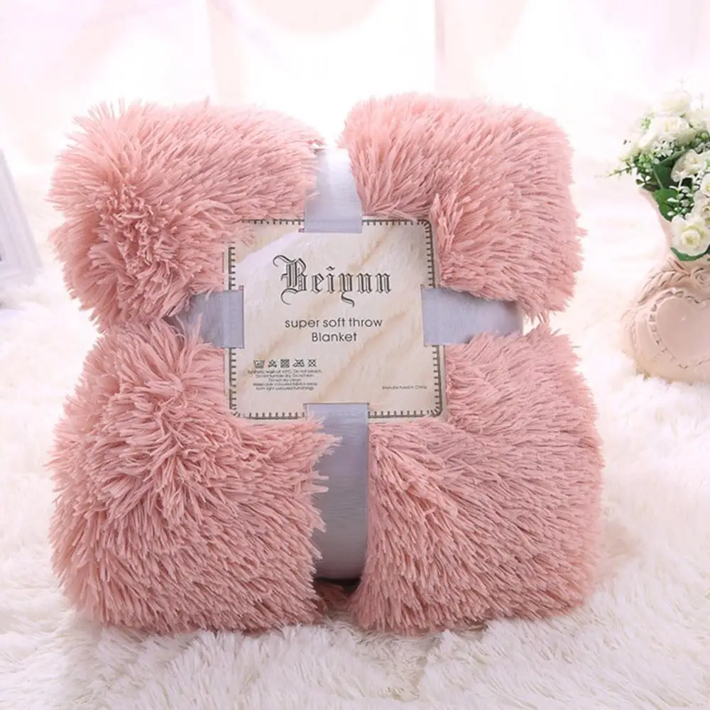 Pink Многофункциональное плюшевое одеяло 130x160 см для уютного дивана, кровати, кондиционера, покрывала, Мантас, ковер, утолщенное теплое покрывало - Цвет: Pink