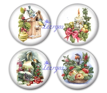 

Merry Christmas glass cabochon, candlelight and food and flower Round photo glass cabochon demo flat back Making findings