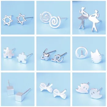 

Cute Horse Flower Crown Mini Earrings For Women Girls Fashion Small Silver Color Stud Ear Jewelry Party Gifts