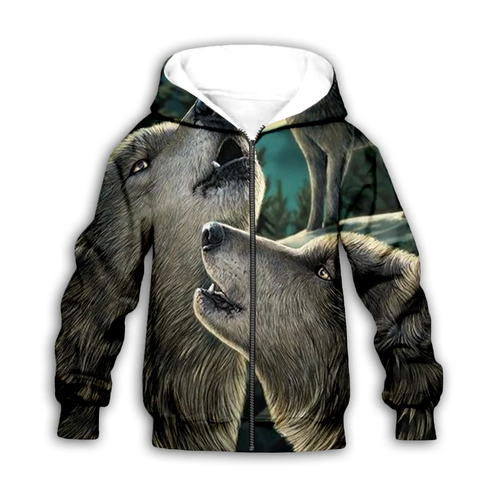

Moon Wolf 3d printed Hoodies family suit tshirt zipper Pullover Kids Suit Sweatshirt Tracksuit/Pants 13