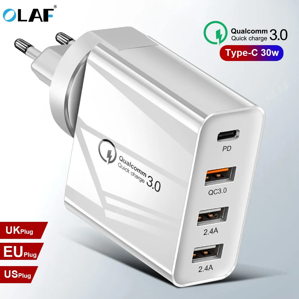 

OLAF Quick Charge 3.0 Multi USB Charger For iPhone X Xiaomi Samsung S9 Huawei QC4.0 QC3.0 QC C PD Fast Wall Mobile Phone Charger