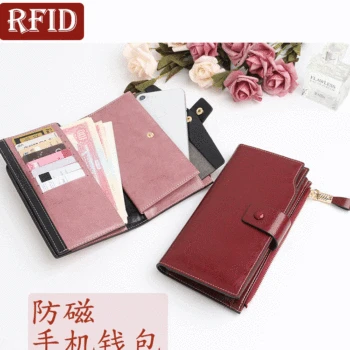 

2020 Anti-Magnetic Mobile Wallet Mid-Length Large-Capacity Vintage Women's Zip Wallet