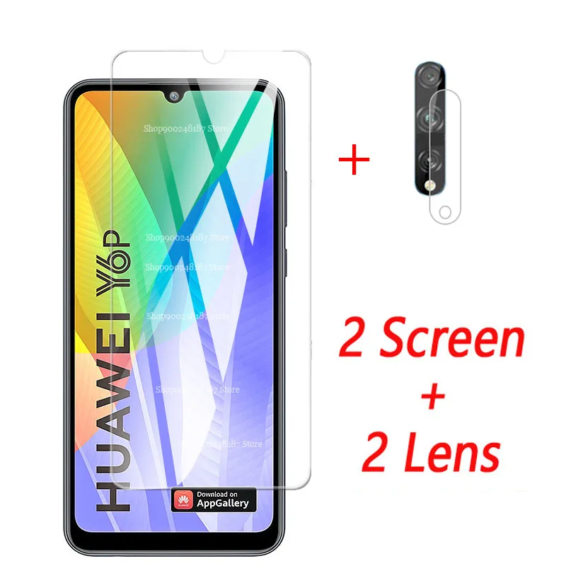 

4 in 1 For Huawei Y6P Glass Protective Glass On for Huawei Y6P 2020 Camera Len Screen Protector Tempered Film HuaweiY6P 6.3 inch