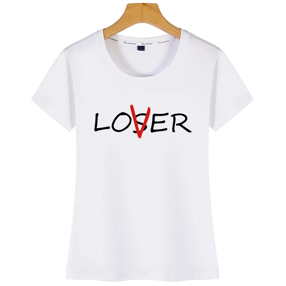 Топы, футболка, женская футболка Loser Lover, забавные надписи, короткая женская футболка
