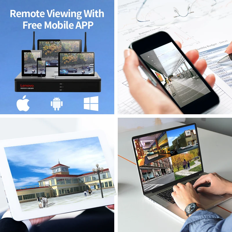 Беспроводная система видеонаблюдения LENOVO 1080P наружная камера 2 МП 8 каналов
