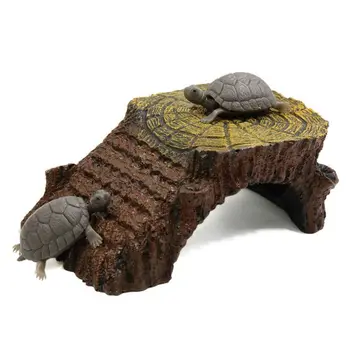 

Ramp Mounted Resin Hut Habitat Landscape Aquarium for Aquatic Turtle Decoration