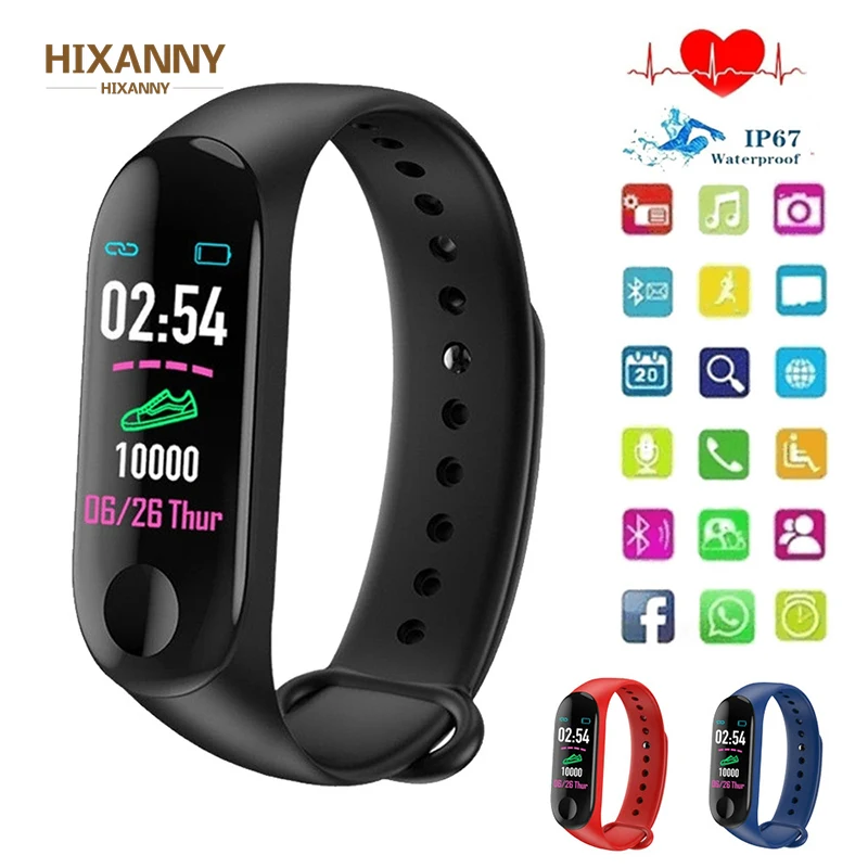 

Smart Watch M3Plus Waterproof Smart Sports Bracelet Phone Bluetooth Heart Rate Monitor Fitness Smart Wristband For Android IOS