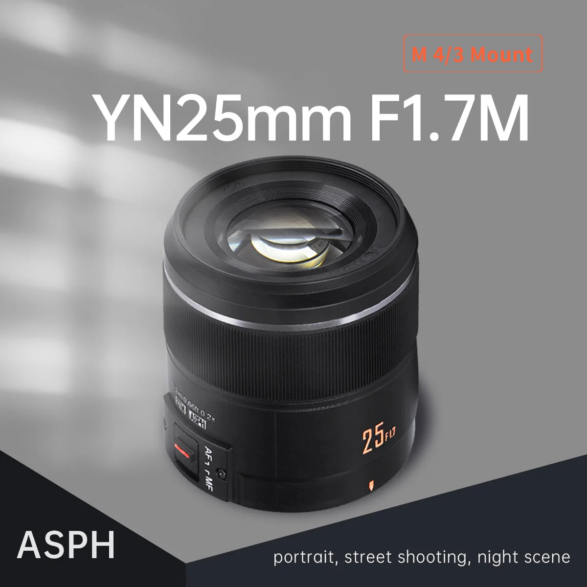 YONGNUO YN25mm F1.7M 25mm F1.7 for M4/3 Mount Camera Lens Large Aperture AF/MF Prime Lens For Panasonic Olympus G95 GF9 GX9