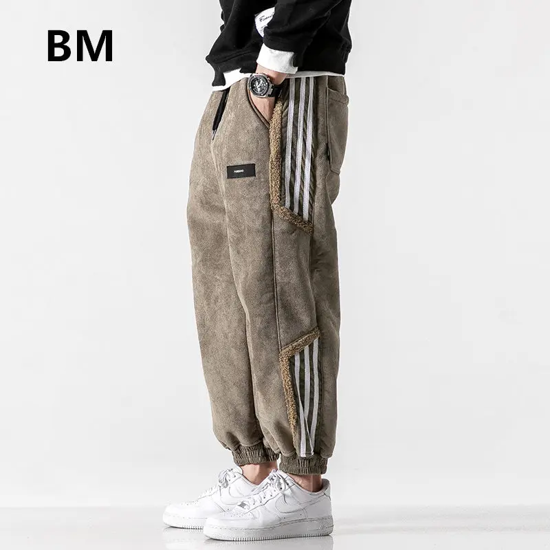 

Winter Korean Style Hip Hop Thick Casual Harem Pants Streetwear Fashion Sweatpants Kpop Joggers Men Harajuku Striped Jogging