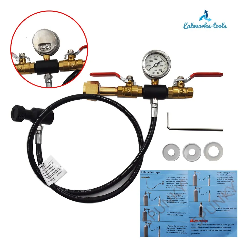 

High Pressure Hose CO2 Fill Station For Filling SodaStream Tank CGA320 Soda Club