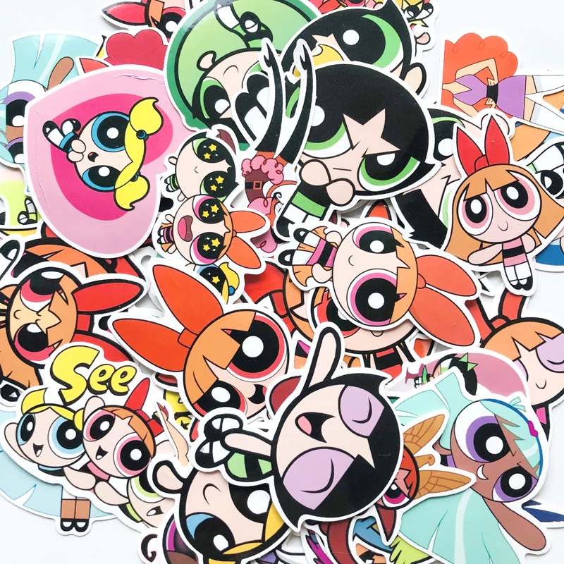 50 шт. Powerpuff девушки мультфильм забавные наклейки для скрапбукинга DIY ноутбук скейтборд мотоцикл Дома Декоративные значки