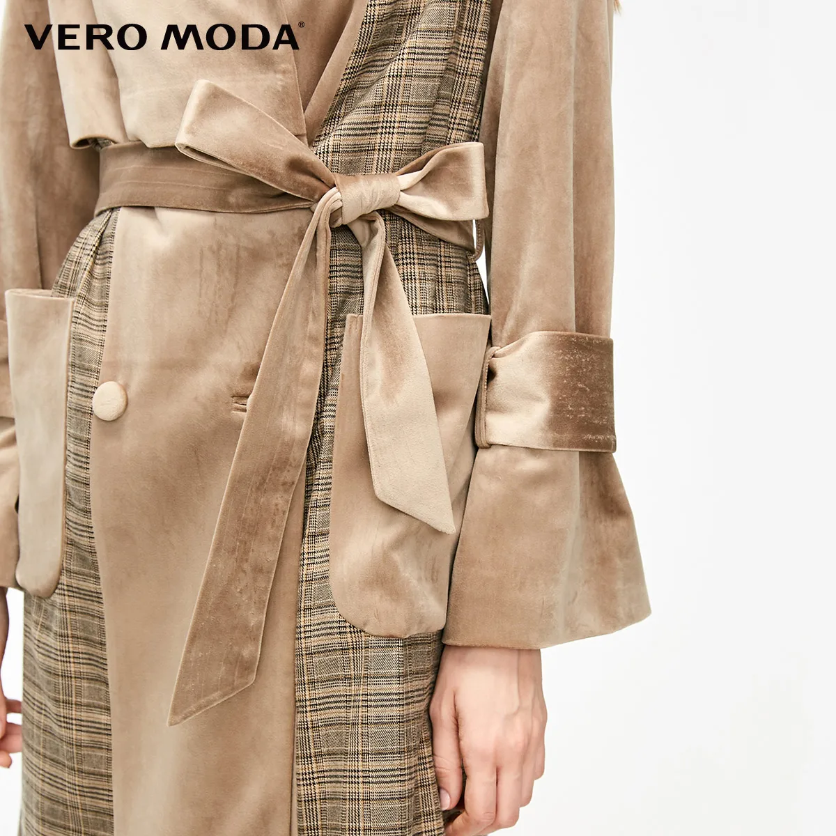 Vero Moda бархатный двубортный плащ в клетку кофта куртка женская| 318409507