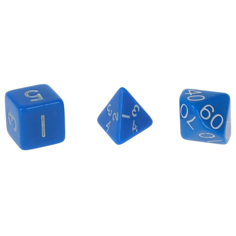Набор из 7 кубиков Dice Die D4~ D20 для игр RPG Подземелья и Драконы D& D blue