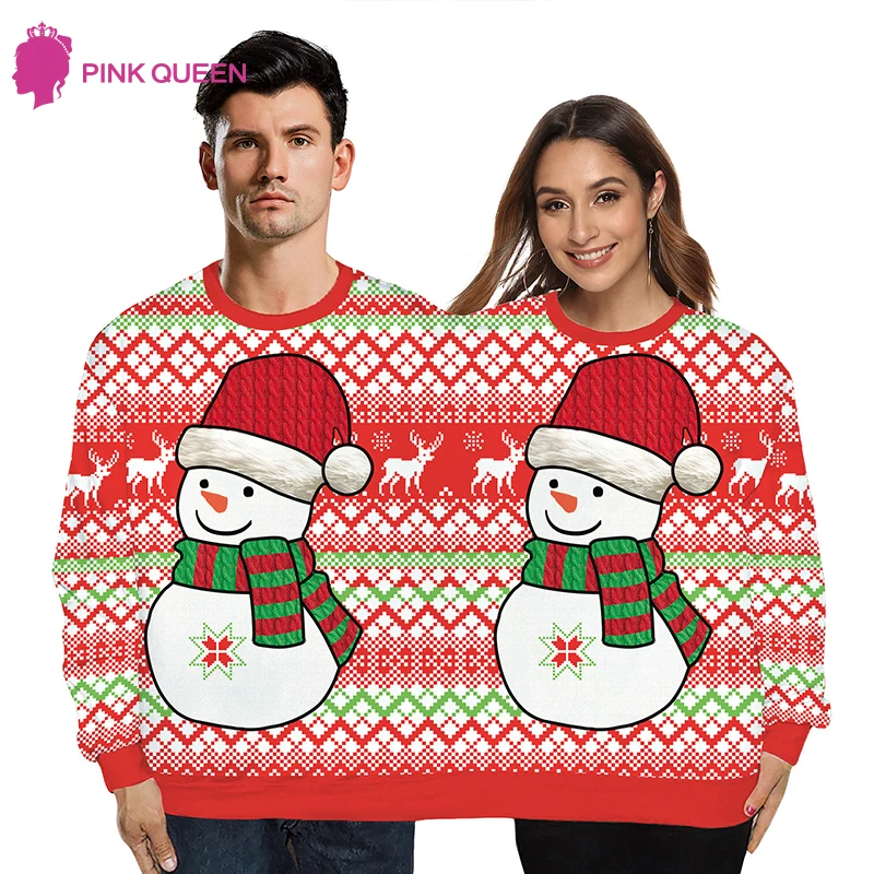 Men's and Women's Two Person Ugly Christmas Sweater O Neck Long Sleeve Conjoined Twin Couples Women Knit Pullover | Женская