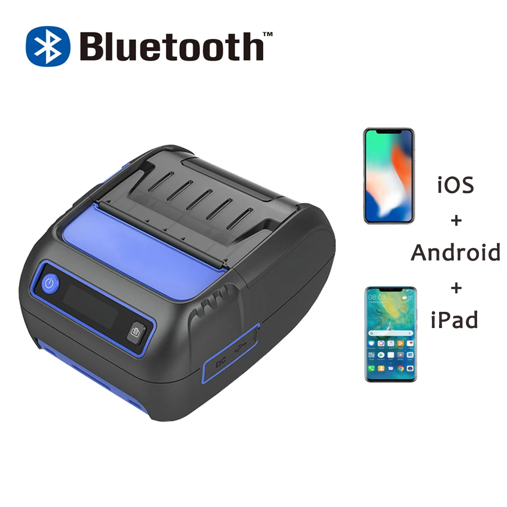 Для Android/iPhone/POS Мини карманный беспроводной 80 мм/58 мм Bluetooth принтер штрих кода и