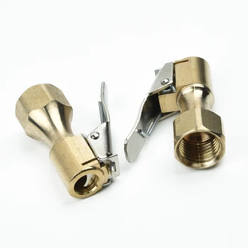 

4pcs Tire Chuck Heavy Duty Lock On With Clip For Inflator Gauge Brass Equipment