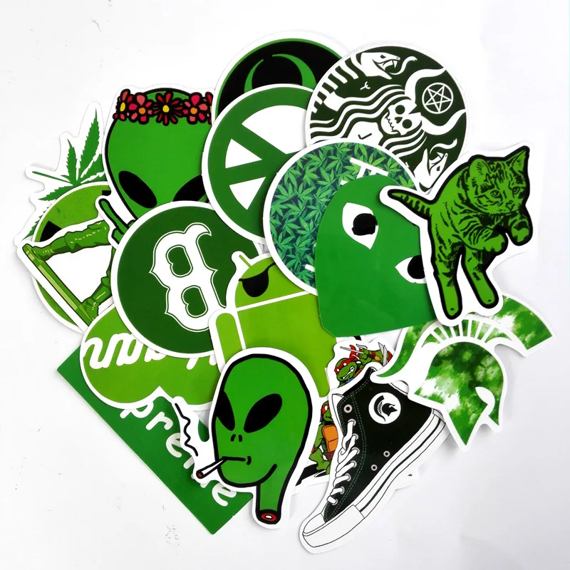 20 шт водонепроницаемый мультфильм зеленый лист конопли ниндзя прилива бренд наклейки чемодан для скейтборда гитара багаж ноутбук телефон наклейки