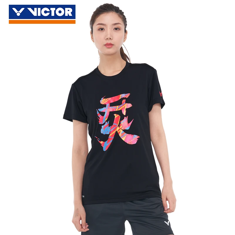Рубашки для бадминтона VICTOR, дышащая быстросохнущая футболка для мужчин и женщин, тренировочный матч, спортивная одежда для бега, T-95010