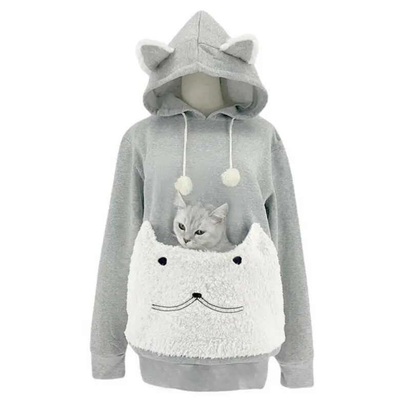 Women Hoodies Put Cat Sweatshirt Long 