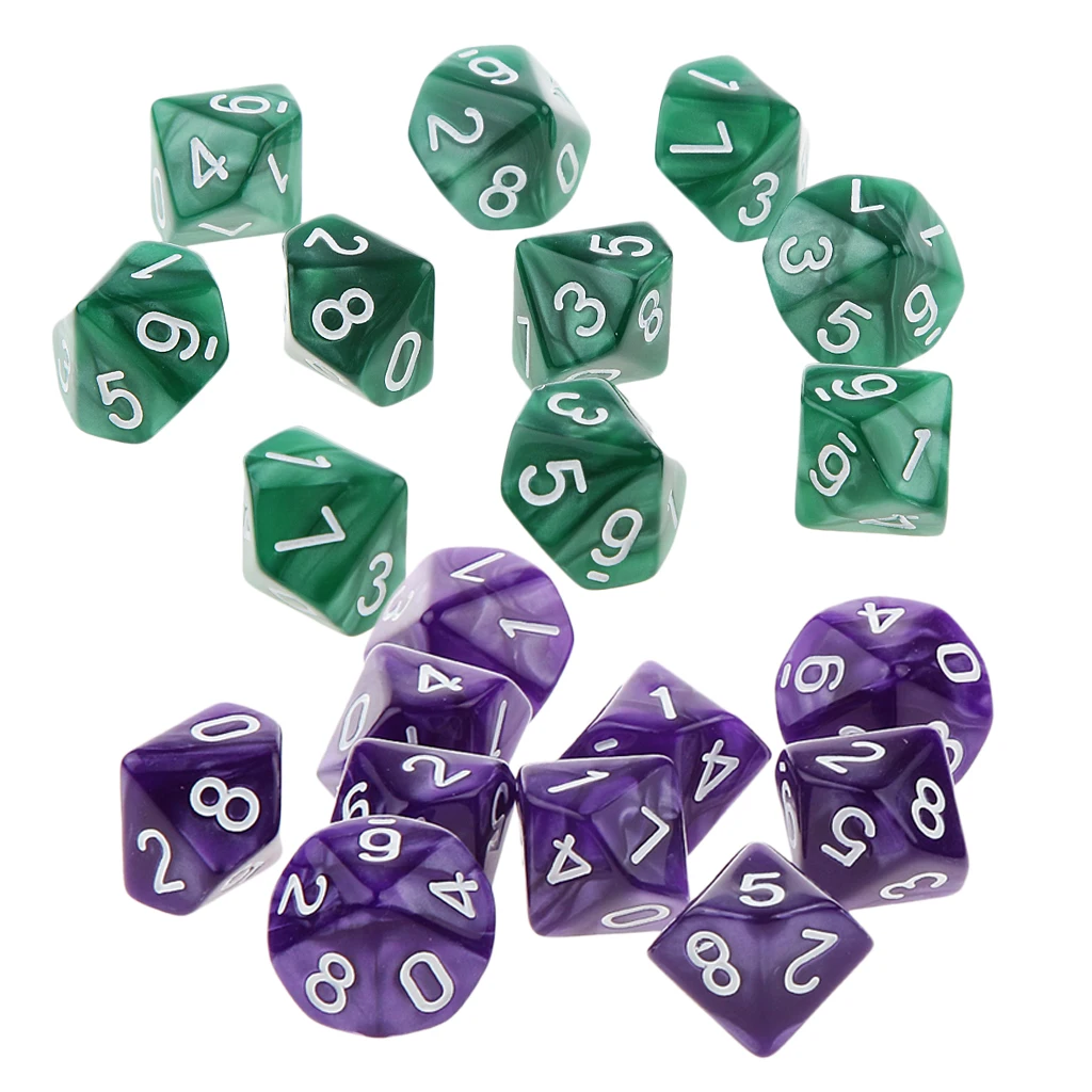 20x 22mm Ten Sided Dice D10 for Playing Dungeons D&D TRPG Roleplay Game Toys Party Gambling Dices Game Digital Dices