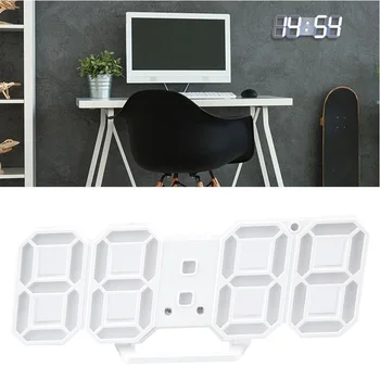 

LED Digital Wall Clock Alarm Date Temperature Automatic Backlight Table Desktop Home Decoration Stand hang Clock 2020
