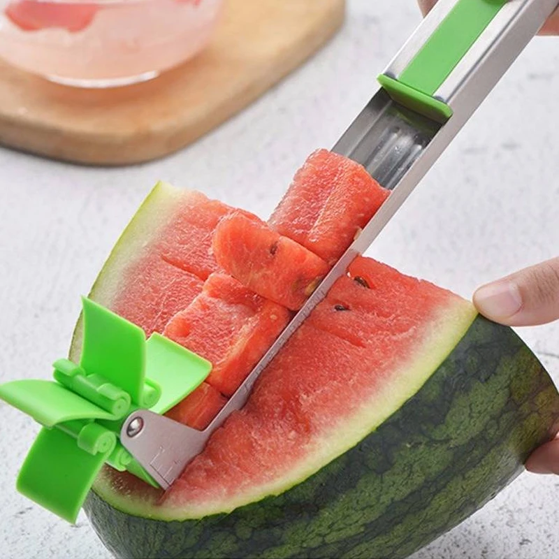 

Multifunction Fruit Tool Watermelon Split Digging 304 Stainless Steel Watermelon Cutter Diced Slice Windmill Fruit Cutter Tools