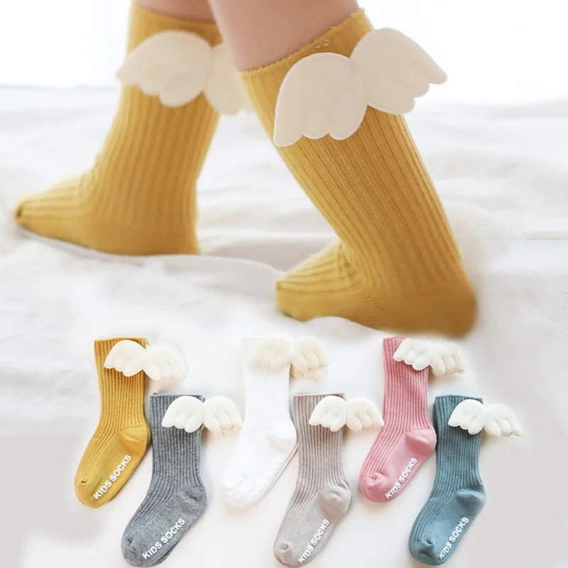 Socks Angel-Wing Knee Toddler Newborn-Baby Baby-Girl Infant Cotton Cartoon Boy