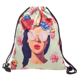 Персонажи Новая мода Дамский рюкзак со стягивающим шнуром 3D печать путешествия Softback женская сумка со шнурком сумка