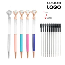 

11pcs/set Diamond Metals Balpen Empty Tube DIY Gold Powder Film Gel Pen Custom Logo Wedding Office Supplies School Stationeries