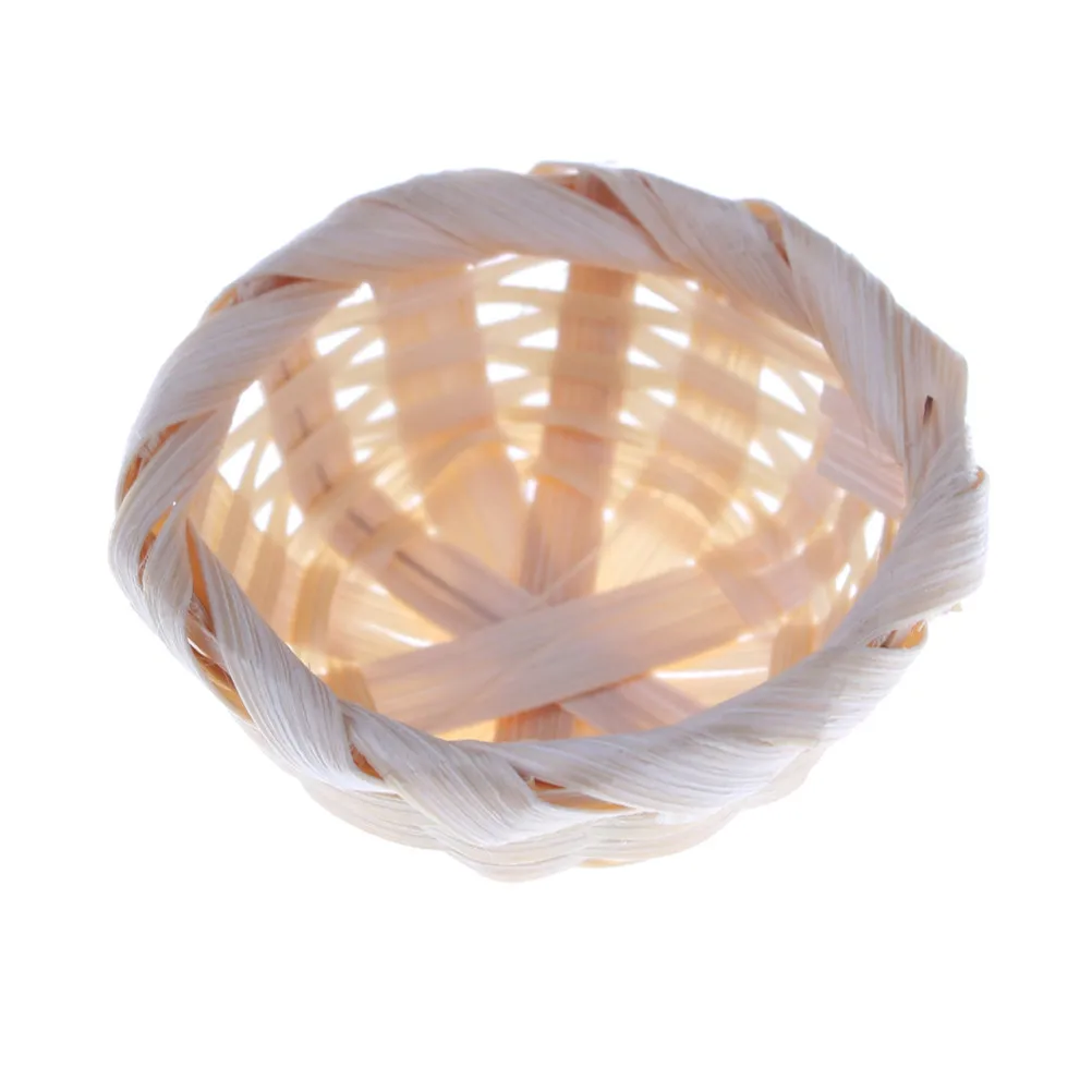 1Pcs Cute Mini 1:12 Dollhouse Miniature Bamboo Rattan Frame Vegetable Food Storage Basket Doll Miniature Decoration 9