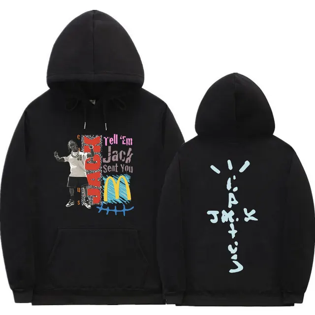 Cactus Jack Hoodie Men Women Double-sided Logo Print LOOK MOM I CAN FLY Travis Scott Hoodies Unisex Fashion Hip Hop Streetwear Z0924-black