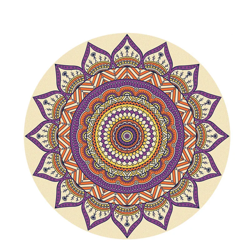 Печатный коврик круглый для йоги Datura подушка для медитации Пилатес ковер натуральный резиновый бархатный коврик