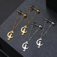 Stainless Steel Earrings Fashion Simple Metal Chain Personality Moon Cat Animal Back Hanging Drop Earrings For Women Jewelry NEW 4