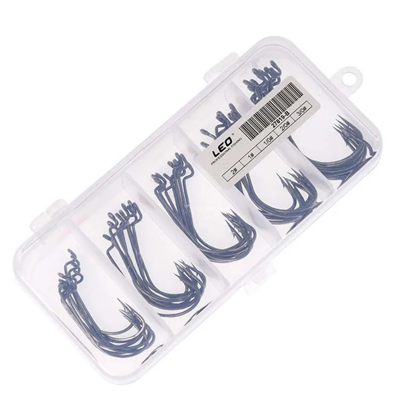 50pcs / lot sea Fishing box mustad offset hook 2 # 1 1/0 2/0 3/0 carp snap fishing big hooks tackles accessories | Спорт и
