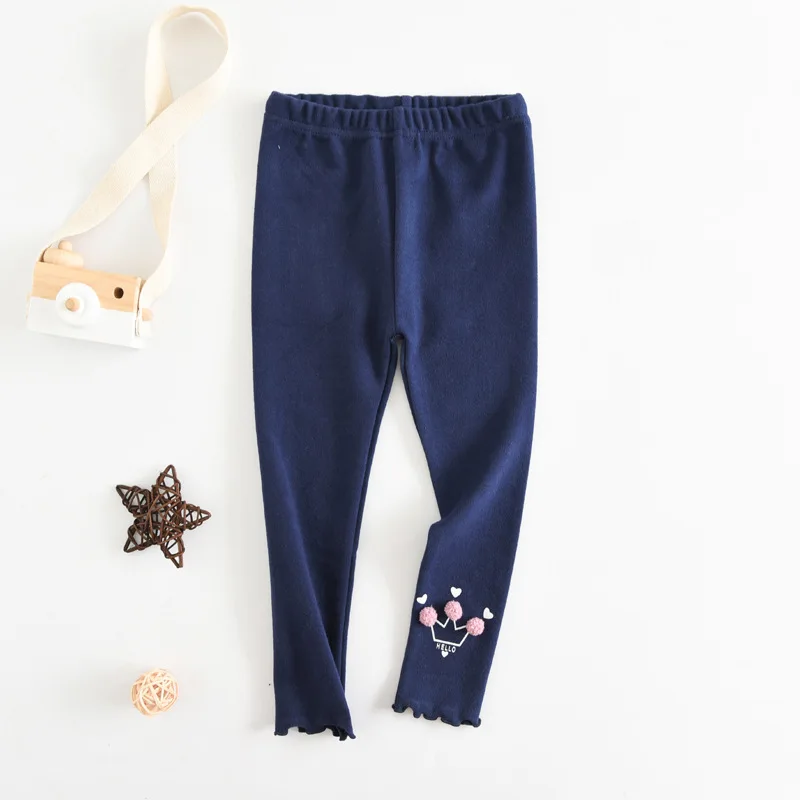 Весенне-осенние леггинсы для девочек; хлопковые брюки; Новинка года; детские длинные брюки; эластичные брюки с цветочным принтом для девочек; Детские лосины в Корейском стиле - Цвет: Blue