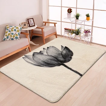 

Lotus Pattern Parlor Floor Area Rug Stair Corridor Mat Decor Doormat Fluffy PVC Non-slip Bathroom Kitchen Rug Living Room Carpet