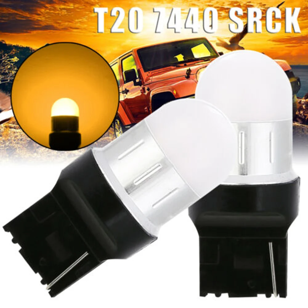 

Light Bulb 2pcs LED Turn Signal Backup Reverse Amber T20 7440 SRCK 9SMD 3030 9LED yellow