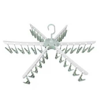 

Swivel Hook Plastic 36 Pegs Drying Rack Clothes Hanger for Underwear Socks Gloves (Green)