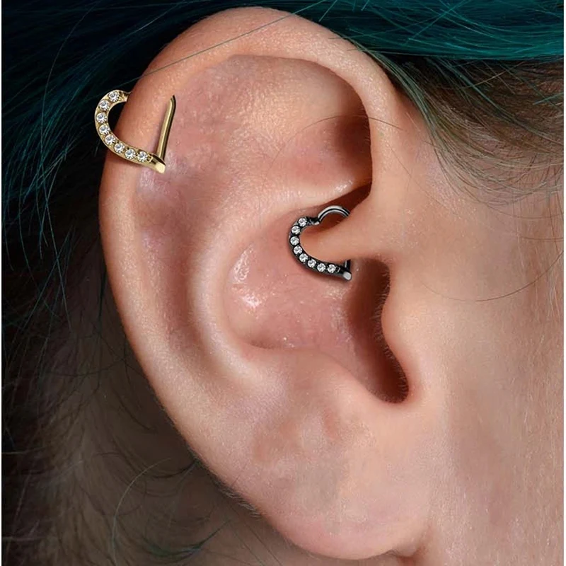 CANNER 925 Sterling Silver Cartilage Stud Earrings Bling Zircon Piercing Pendientes For Woman Girl Ear Bone Buckle Fine Jewerly