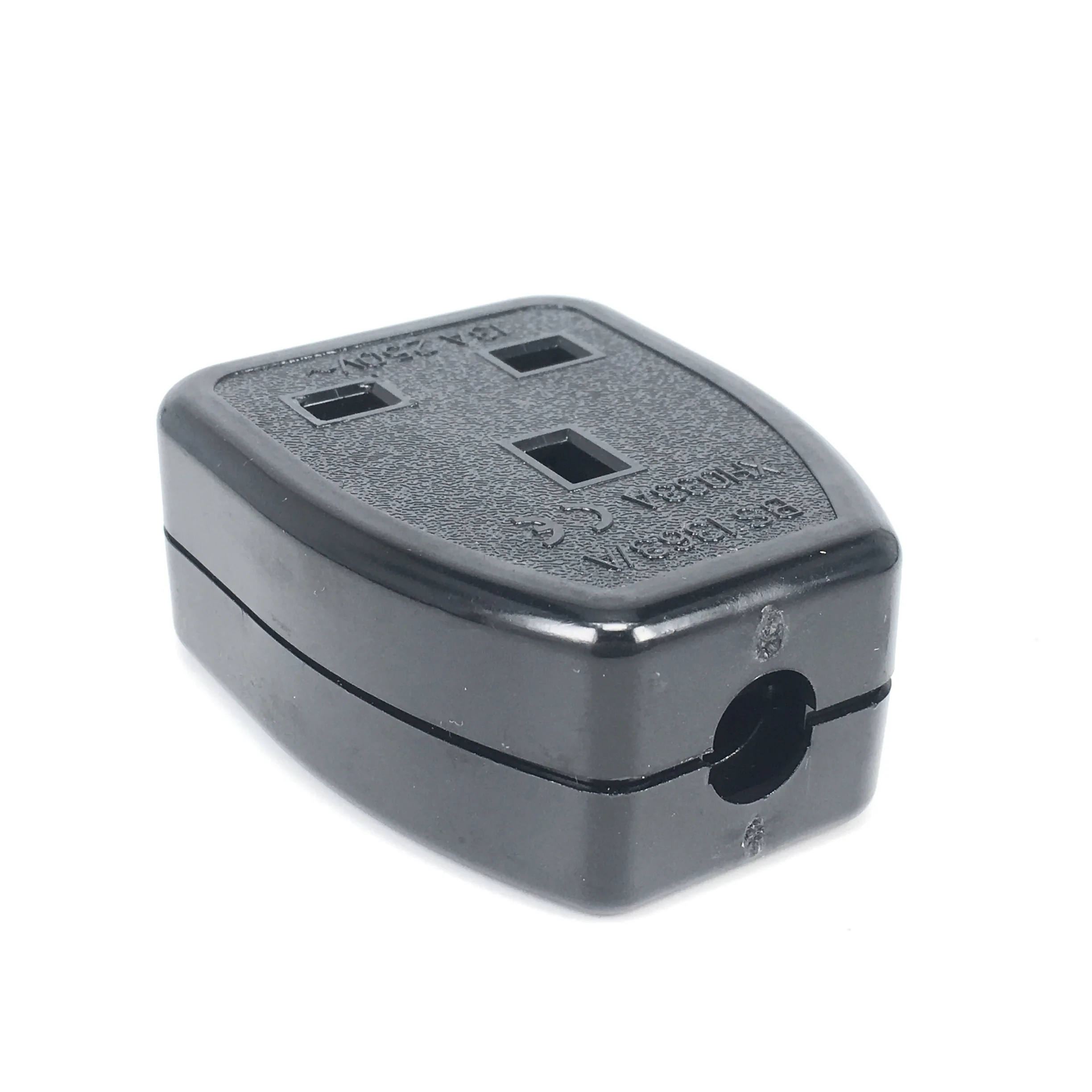 13A 250V UK British Standard Female Socket Power Adaptor Detachable Power Cord Cable Connector Socket White/Black