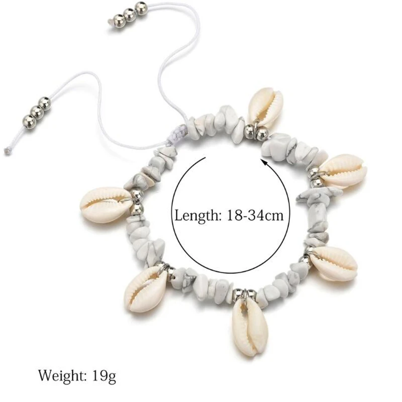 Seashell камень Бусины лодыжки браслет ракушка Boho женские браслеты для щиколотки ножная цепочка пляжная бижутерия для ног