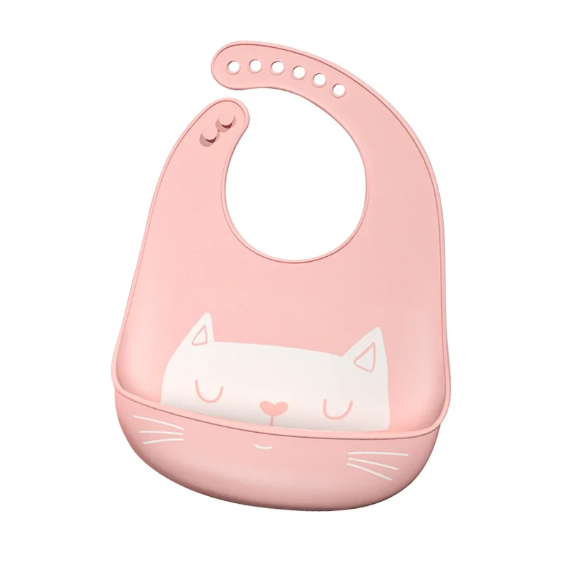 cat pink Детские нагрудники, Регулируемый Детский шарф для кормления, бандана, мультяшная ткань, мягкие силиконовые нагрудники, водонепроницаемый детский нагрудник, детский нагрудник с карманами T2264 - Цвет: cat pink
