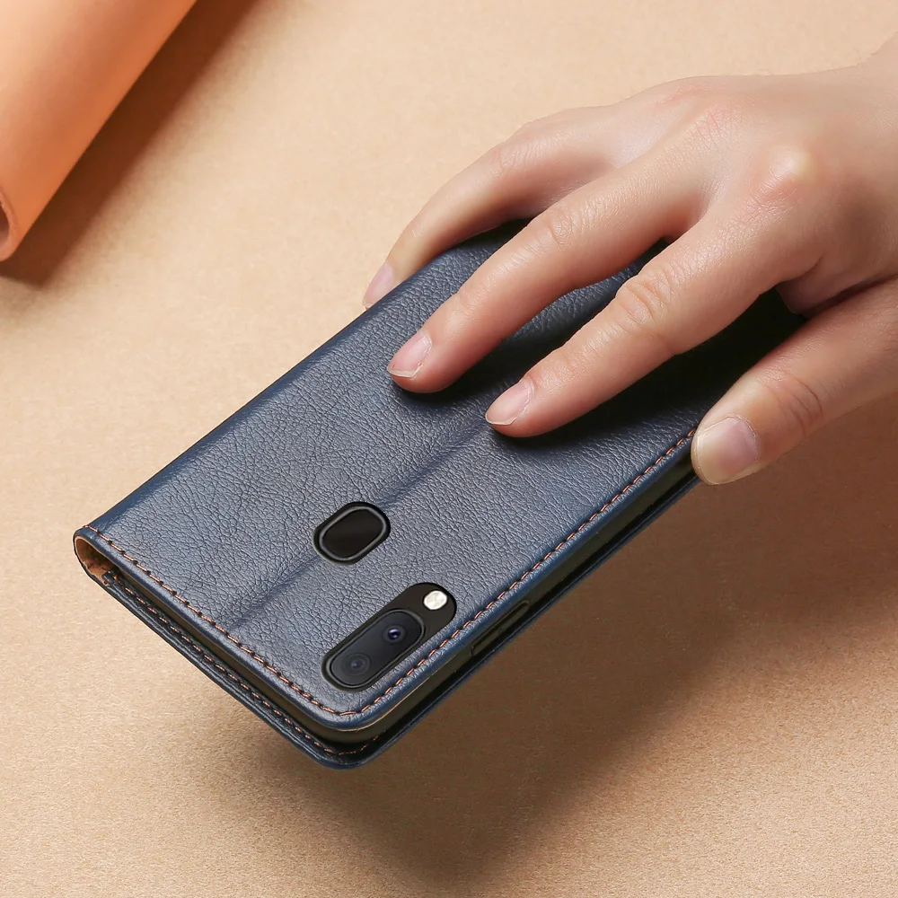 Магнитный чехол для Samsung Galaxy A20E кожаный из ТПУ задняя крышка откидной Чехол