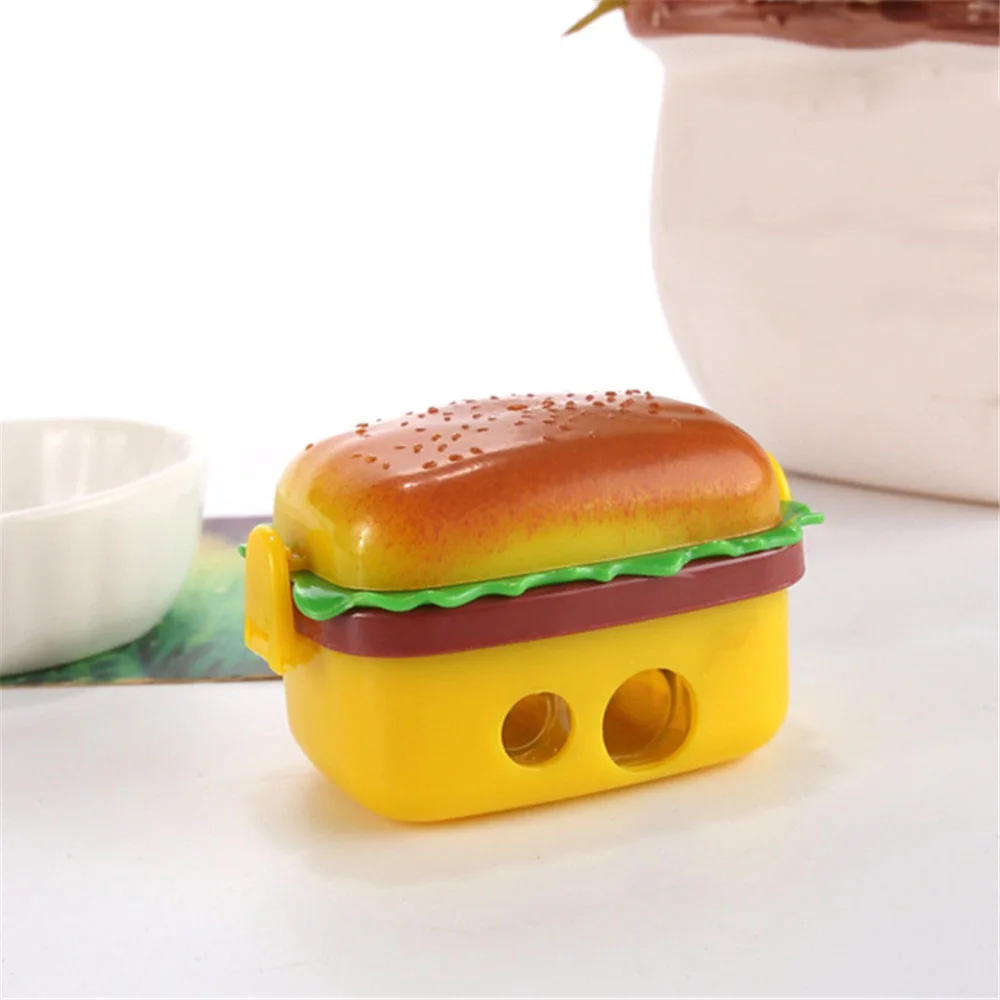 1 шт. CuteHamburgar точилка для карандашей с двумя ластиками Kawaii канцелярские принадлежности ручной резак для карандашей детские подарки школьные офисные принадлежности