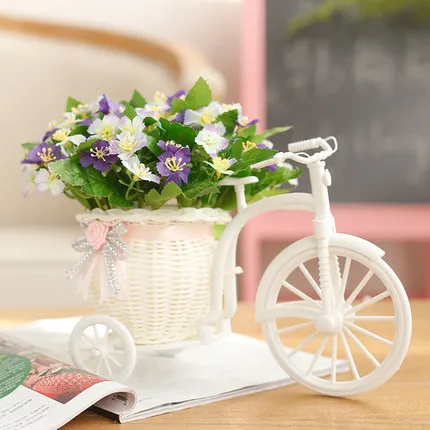 Purple daisy Плетеные тарелки Белый велосипед искусственный цветок «Роза» домашняя гостиная Свадебные настольные творческие украшения подарок для гостей - Цвет: Purple daisy