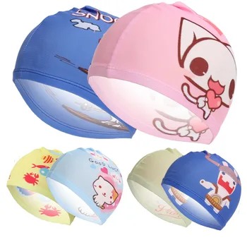

Kids Swimming Caps Cartoon Swimming Hat for Water Sports Baby Children Printed Elastic Swim Cap for Boys Girls